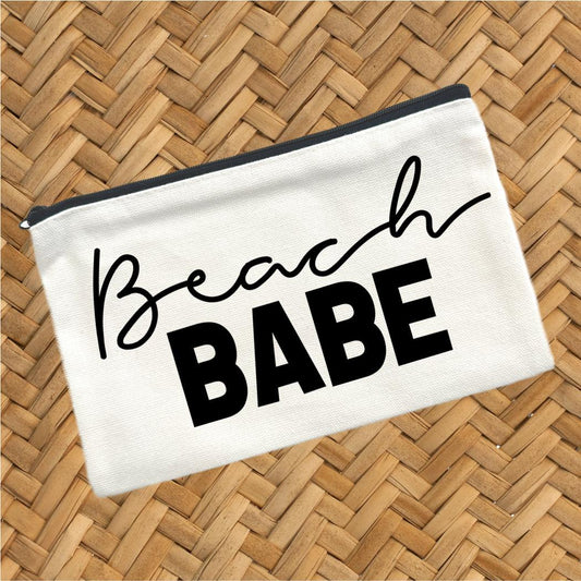 Beach Babe, Canvas Pouch, Travel Cosmetic Bag
