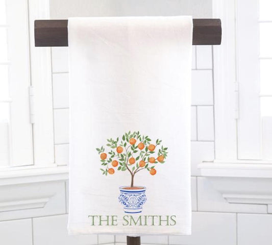 Personalized Chinoiserie Tea Towel - Ginger Jar Hostess Gift- Preppy