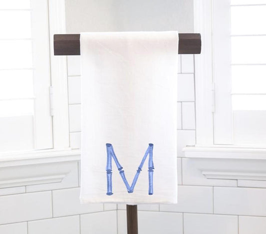 Personalized Wedding Gift - Custom Blue Bamboo Monogram -  Flour Sack Tea Towel - Hostess Gift