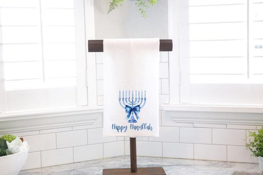 Happy Hanukkah Flour Sack Towel – Hostess Gift, Kitchen Decor