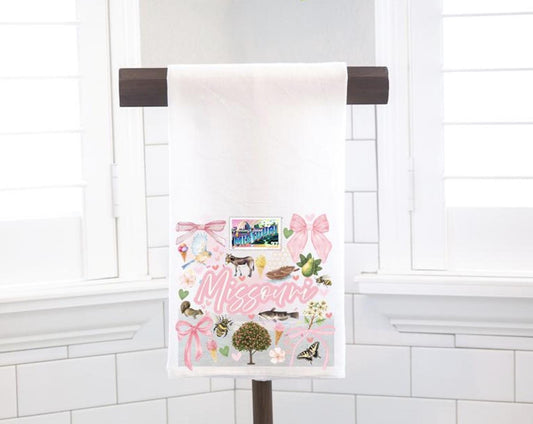 Coquette Missouri State, Flour Sack Tea Towel - Preppy Gift
