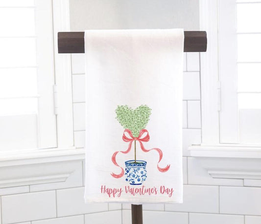 Valentine's Day Flour Sack Towel – Heart Topiary, Chinoiserie
