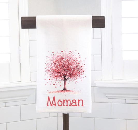 Personalized Heart Tree 1 Flour Sack Tea Towel - Hostess Gift - Housewarming Gift - Valentines Day