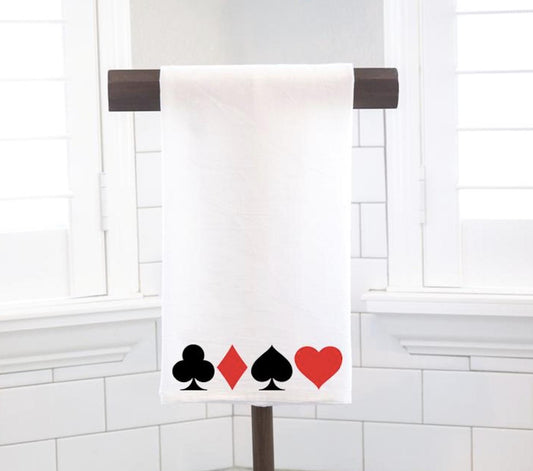 Canasta Card Suits Flour Sack Tea Towel – Hostess Gift- Preppy