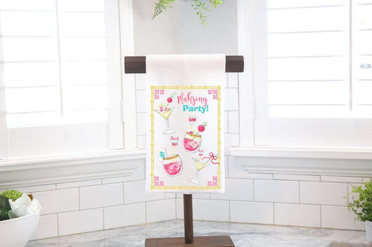 Mahjong Party Flour Sack Tea Towel – Hostess Gift- Preppy