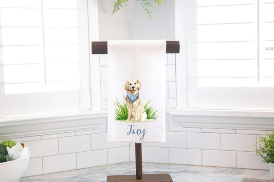 Personalized Custom Golden Retriever Flour Sack Tea Towel - Gift for Dog Lover