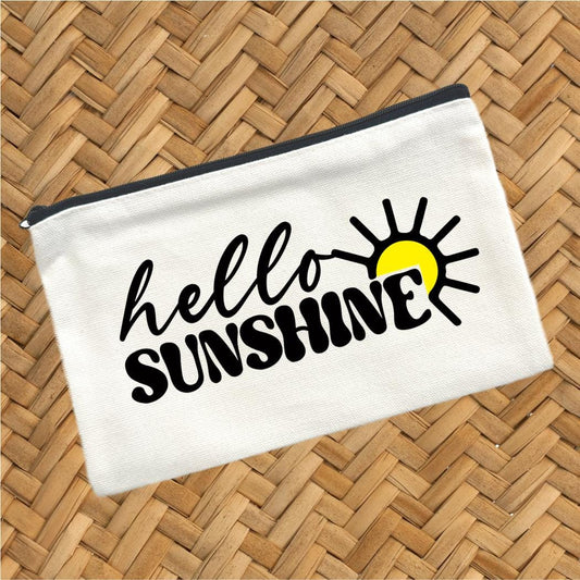 Hello Sunshine, Canvas Pouch, Travel Cosmetic Bag