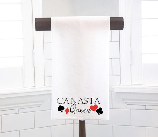 Canasta Queen Flour Sack Tea Towel – Hostess Gift- Preppy