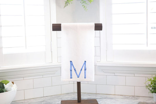 Personalized Wedding Gift - Custom Blue Bamboo Monogram -  Flour Sack Tea Towel - Hostess Gift