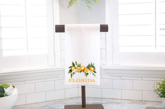 Personalized Custom Florida Orange, Palm Beach  Flour Sack Tea Towel - Preppy Gift