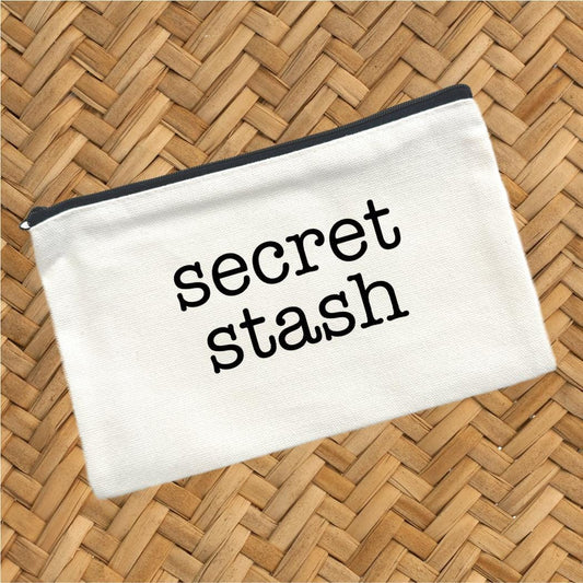 Secret Stash, Canvas Pouch, Travel Cosmetic Bag