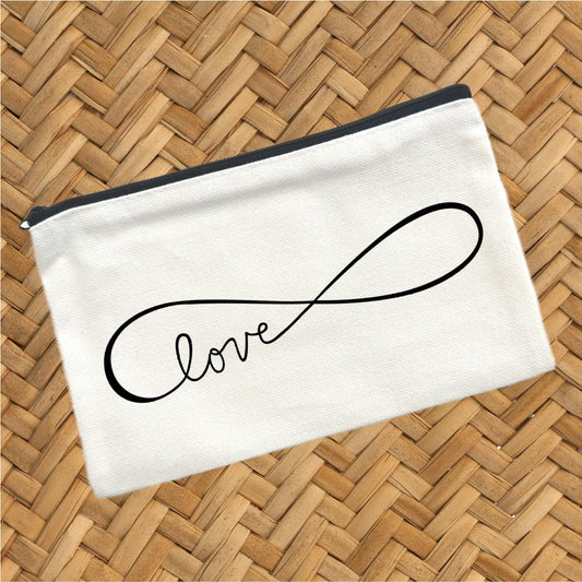 Love Infinity, Canvas Pouch, Travel Cosmetic Bag