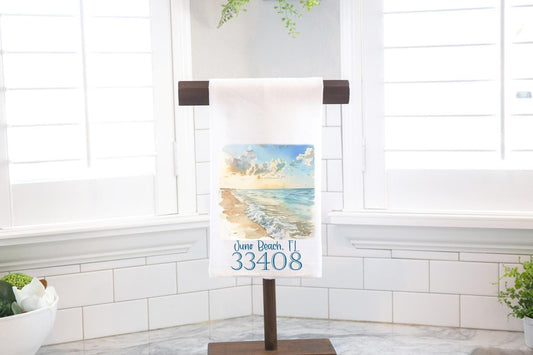 Personalized Custom Beach Flour Sack Tea Towel - Gift for Beach Lover