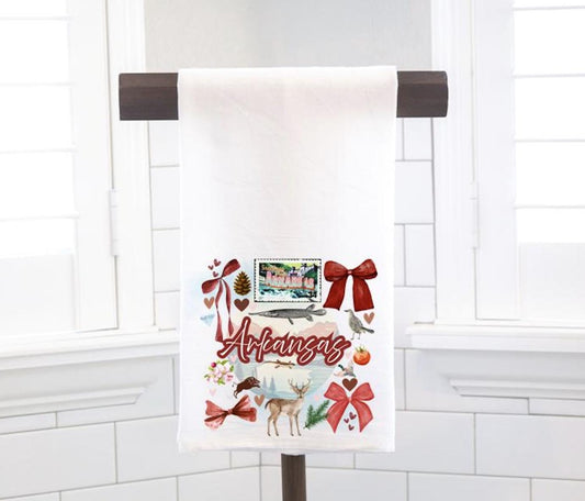 Coquette Arkansas State, Flour Sack Tea Towel - Preppy Gift