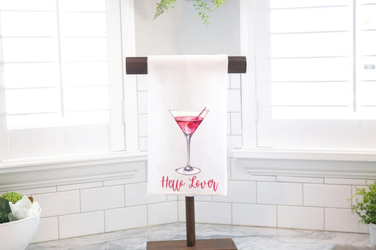 Hello Lover Cosmopolitan Martini Flour Sack Tea Towel - Hostess Gift - Housewarming Gift
