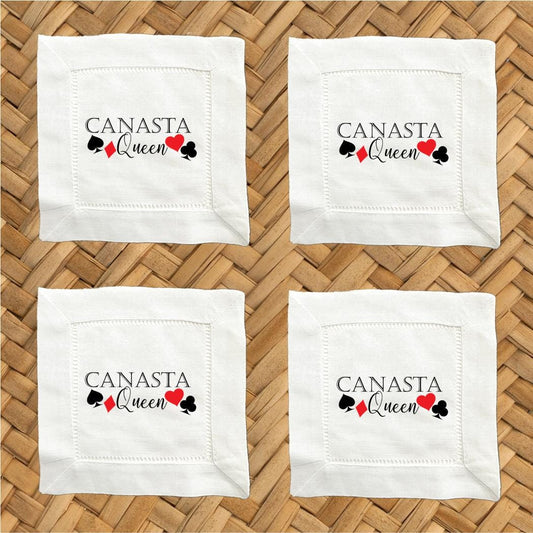 Canasta Queen Linen Cocktail Napkins – Hemstitch Set of 4