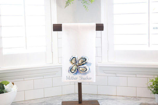 Mother Shucker Oyster, Flour Sack Tea Towel - Hostess Gift - Housewarming Gift - Preppy