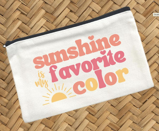 Sunshine Is My Favorite Color, Canvas Pouch, Travel Cosmetic Bag