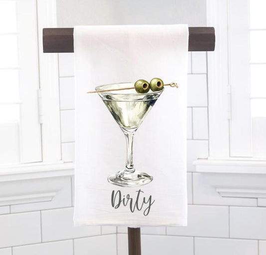 Dirty Martini Spritz Flour Sack Tea Towel - Hostess Gift - Housewarming Gift