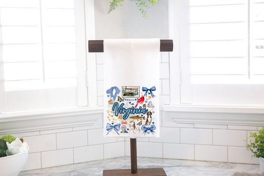 Coquette Virginia State, Flour Sack Tea Towel - Preppy Gift
