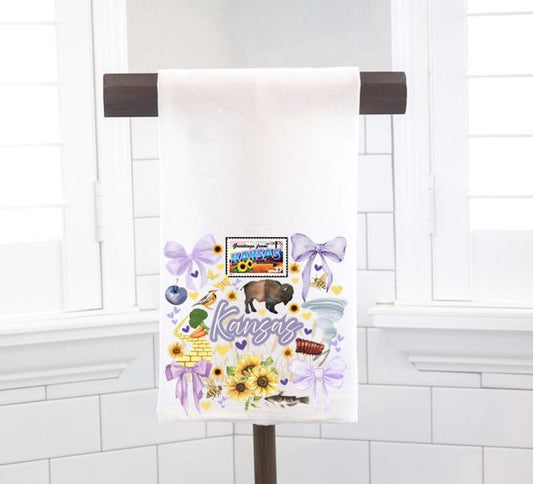 Coquette Kansas State, Flour Sack Tea Towel - Preppy Gift