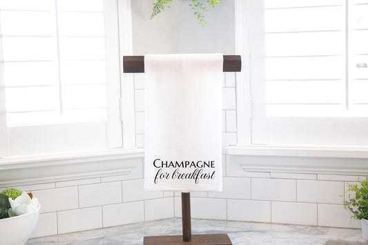 Champagne For Breakfast Tea Towel - Hostess Gift, Preppy Kitchen Decor