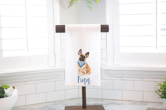 Personalized Custom French Bulldog Flour Sack Tea Towel - Gift for Dog Lover