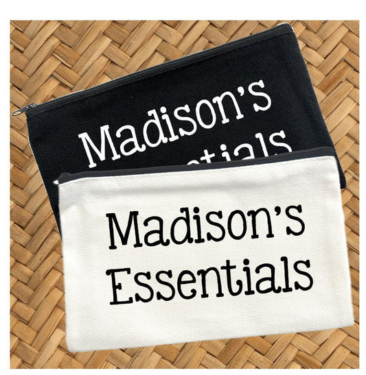 Personalized Canvas Makeup Pouch, Travel Cosmetic Bag, Bridesmaid Gift