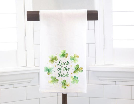 Luck Of The Irish, St. Patrick's Day Flour Sack Tea Towel - Hostess Gift - Housewarming Gift