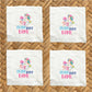 Mahjong Linen Cocktail Napkins - Set of 4, Hemstitch Edge