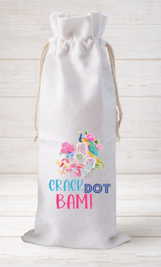 Crack Dot Bam! Peacock, Wine Bottle Gift Bag – Reusable Drawstring Canvas Bag