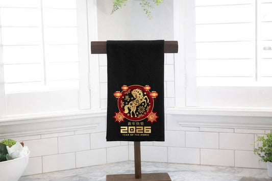 Year of the Horse Flour Sack Towel, Lunar New Year Kitchen Decor