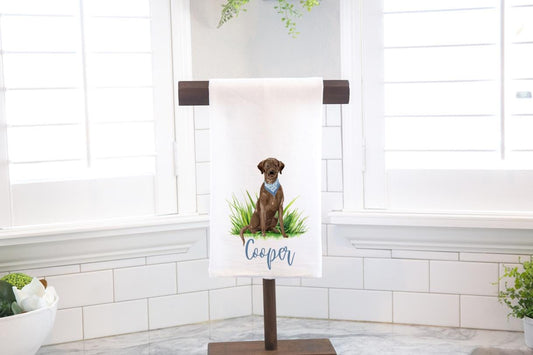 Personalized Custom Chocolate Lab Flour Sack Tea Towel - Gift for Dog Lover