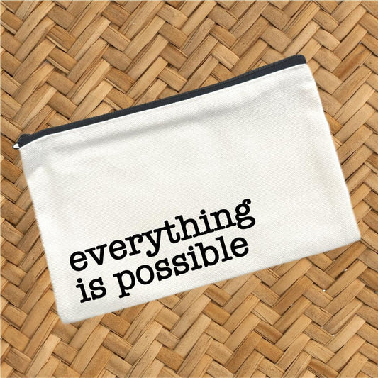 Everything Is Possible, Canvas Pouch, Travel Cosmetic Bag