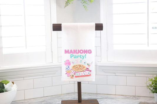 Mahjong Party Pizza Flour Sack Tea Towel, Hostess Gift