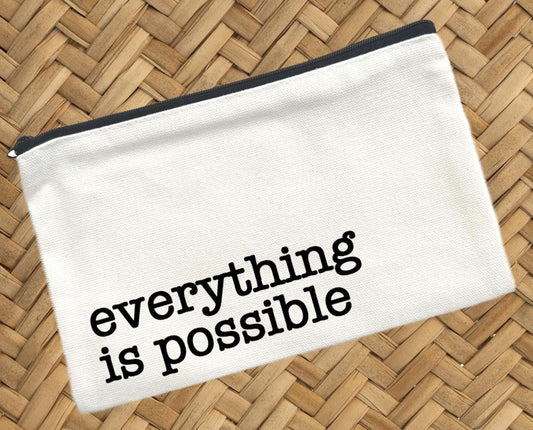 Everything Is Possible, Canvas Pouch, Travel Cosmetic Bag