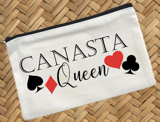 Canasta Queen, Canvas Pouch, Travel Cosmetic Bag
