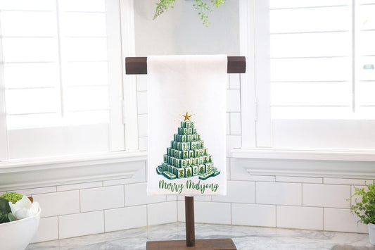 Mahjong Tile Christmas Tree Flour Sack Tea Towel – Chinoiserie Hostess Gift