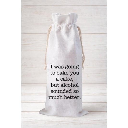 Funny Wine Bottle Gift Bag, Reusable Canvas Drawstring Bag