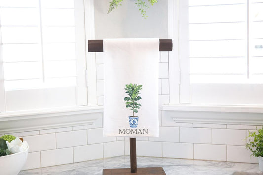 Personalized Custom Chinoiserie Fiddle Leaf Fig -  Flour Sack Tea Towel - Preppy Gift
