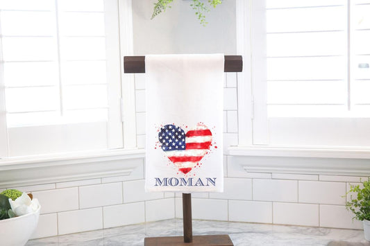 Personalized American Heart Flour Sack Tea Towel- Hostess Gift - Housewarming Gift - July 4th