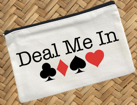 Canasta Deal Me In, Canvas Pouch, Travel Cosmetic Bag