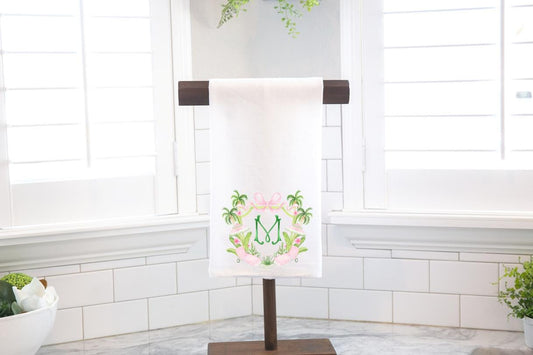Personalized Custom Chinoiserie Palm Beach Crest, Flour Sack Tea Towel - Preppy Gift