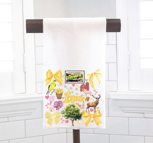 Coquette Iowa State, Flour Sack Tea Towel - Preppy Gift