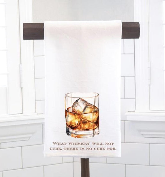 Whiskey Flour Sack Tea Towel - Hostess Gift - Housewarming Gift