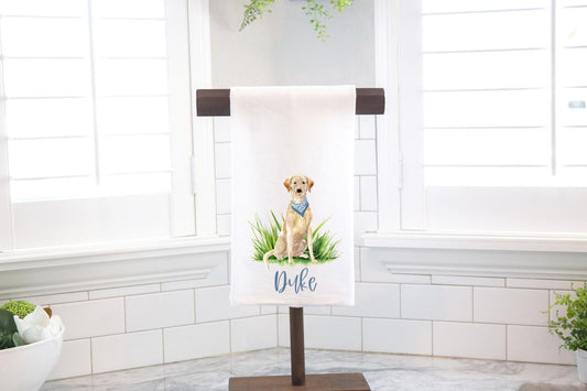 Personalized Custom Yellow Lab Flour Sack Tea Towel - Gift for Dog Lover
