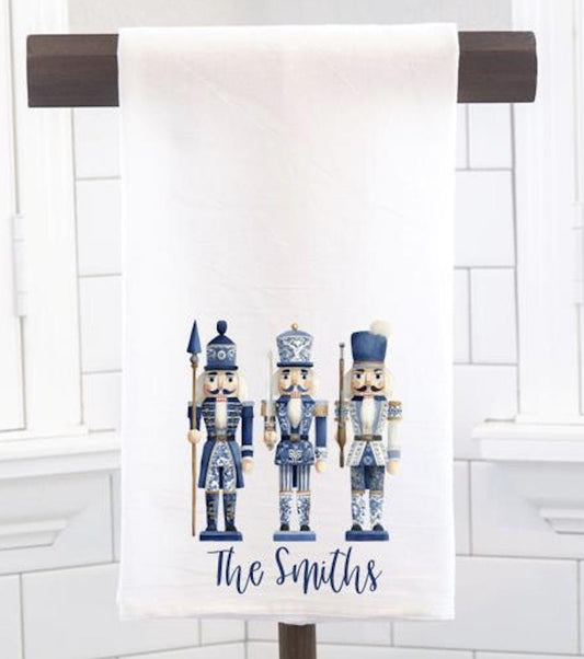 Personalized Chinoiserie Nutcracker Flour Sack Tea Towel for Hostess Gift