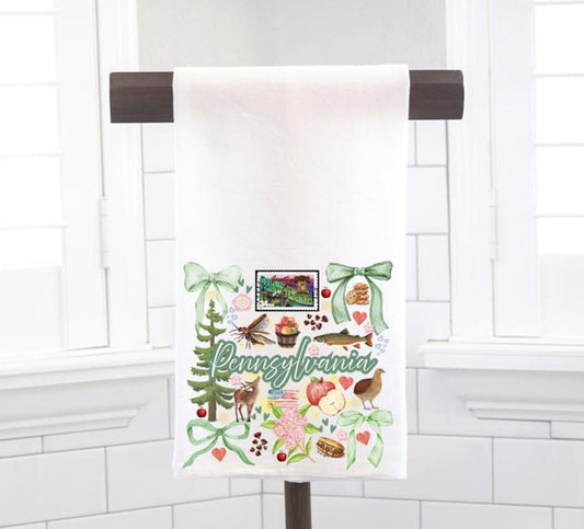 Coquette Pennsylvania State, Flour Sack Tea Towel - Preppy Gift
