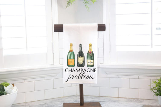 Champagne Problems Flour Sack Tea Towel - Hostess Gift - Housewarming Gift - Preppy