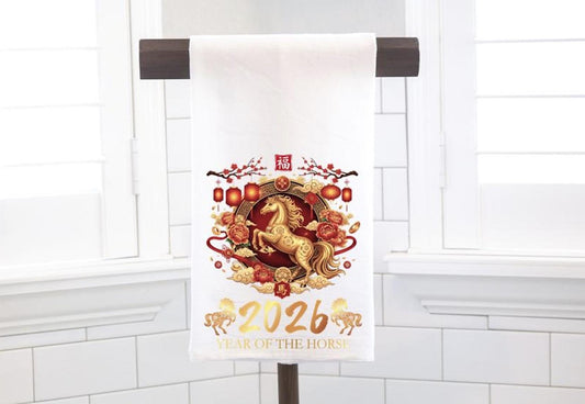Year of the Horse Flour Sack Tea Towel, Chinese New Year 2026